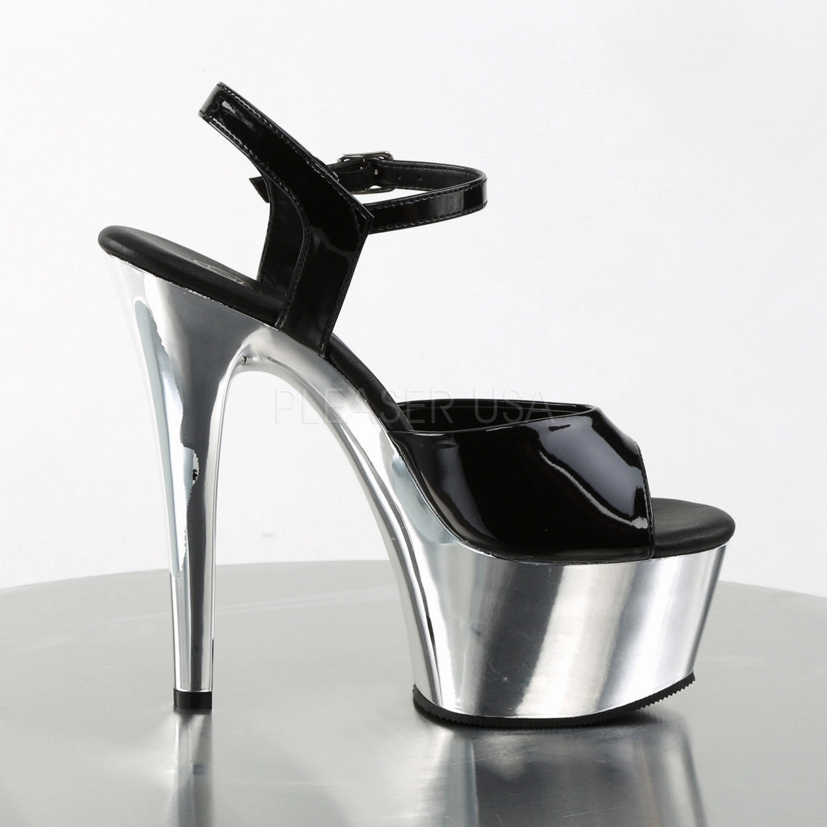 6 Inch Heel ASPIRE-609 Black Silver Chrome Ankle Boots For Interview