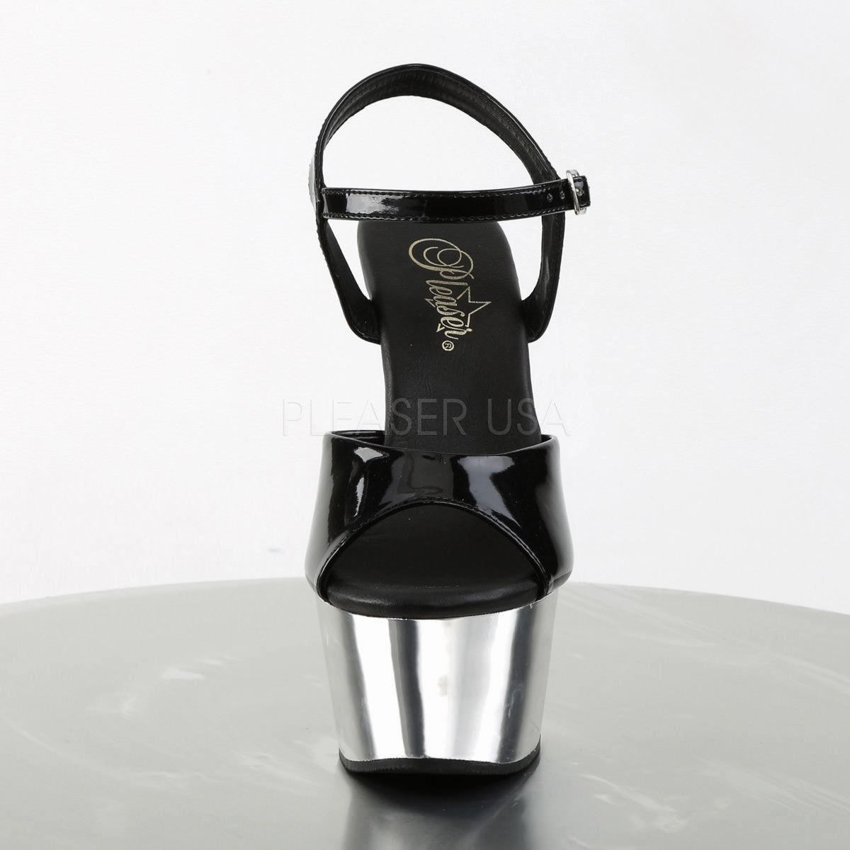 6 Inch Heel ASPIRE-609 Black Silver Chrome Ankle Boots Platform Wedge