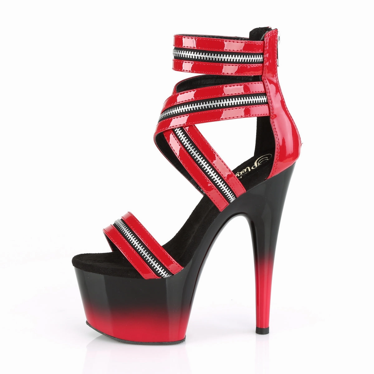 7 Inch Heel ADORE-766 Red Pat Ankle Boots Steel Toe