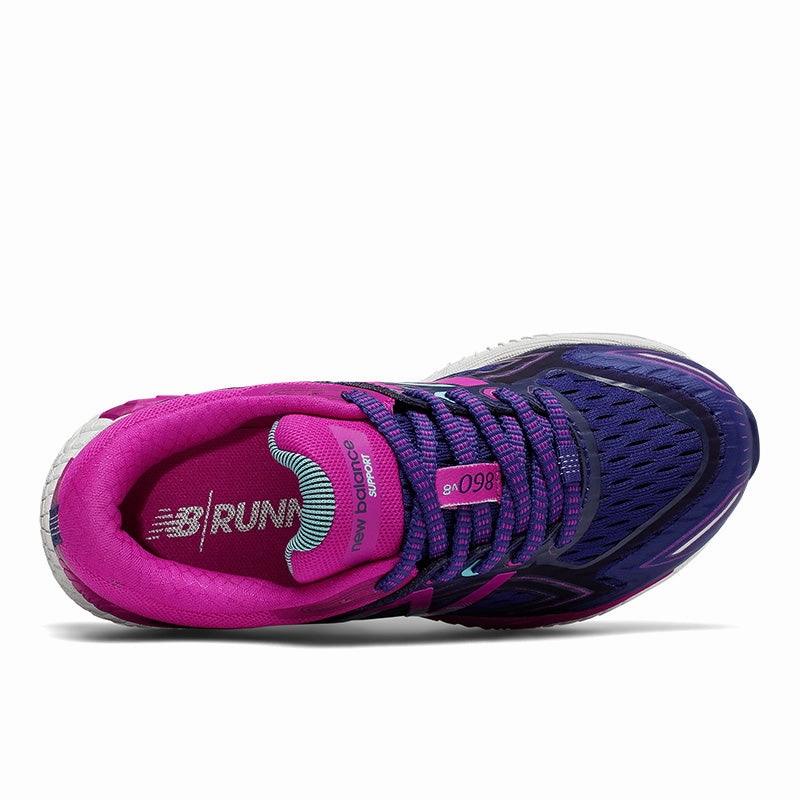 860v9 - Navy with Electric Pink - Kids Best Running Shoes For Wide Toe Box