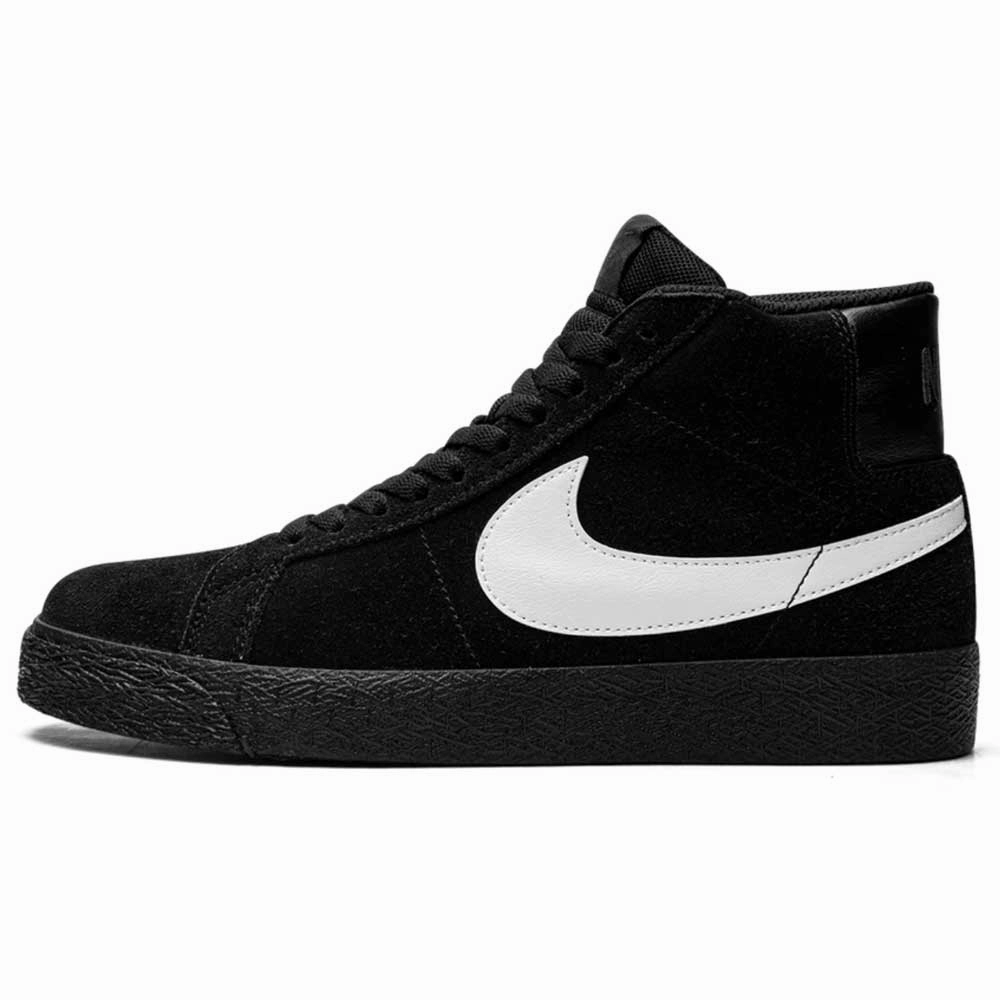 864349007 Black White Black Blazer Mid Nike SB Suede Skateboarding Shoes Nike Basketball Shoes With Straps