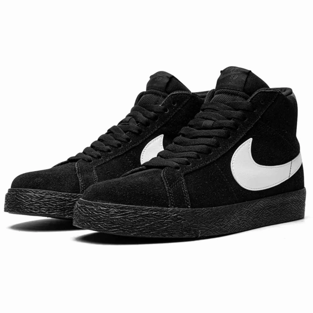 Steelers Nike Shoes 864349007 Black White Black Blazer Mid Nike SB Suede Skateboarding Shoes