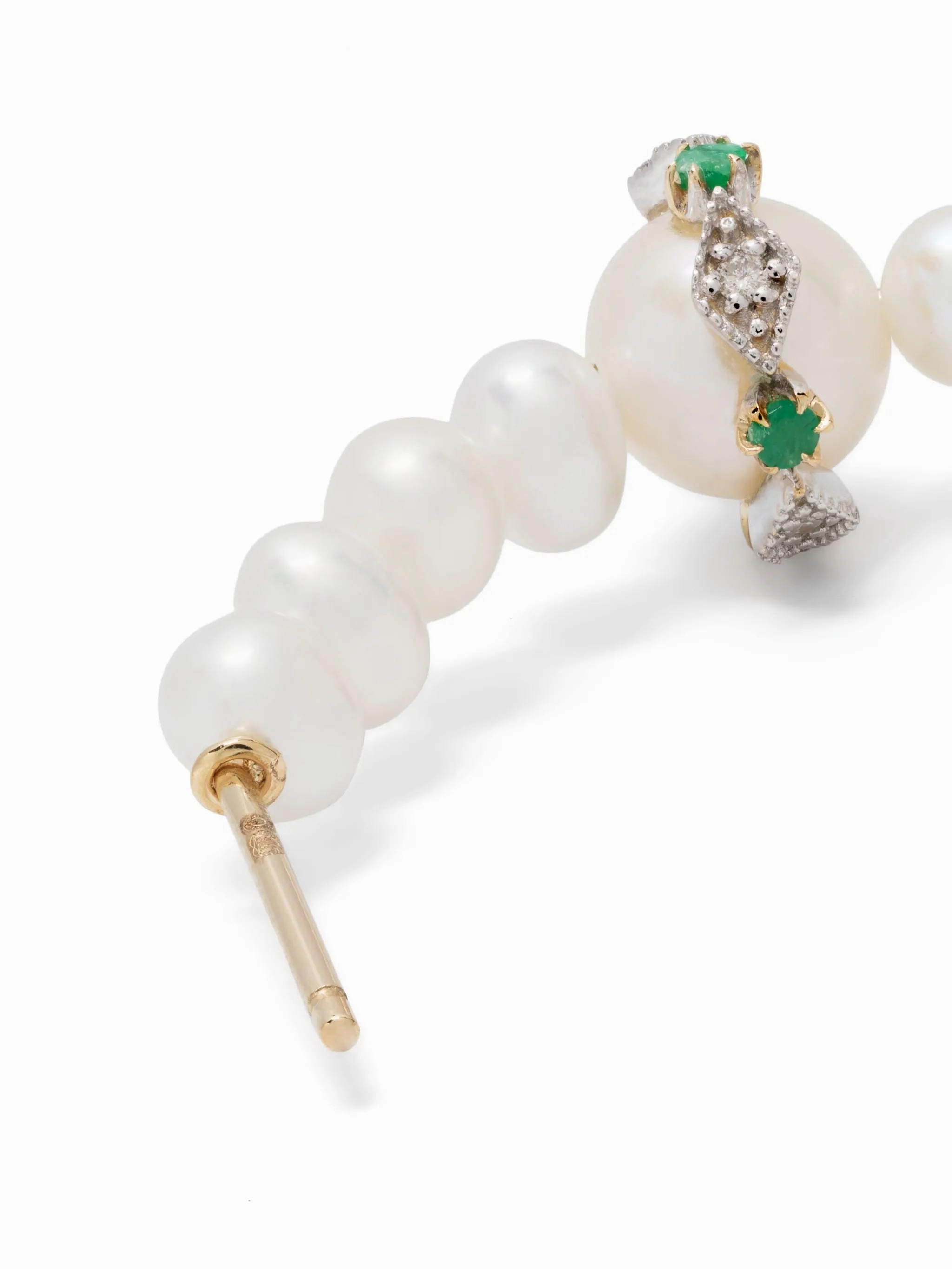 9kt yellow-gold Chelsea N1 pearl and diamond hoop earring Chelsea Boots With Thick Sole