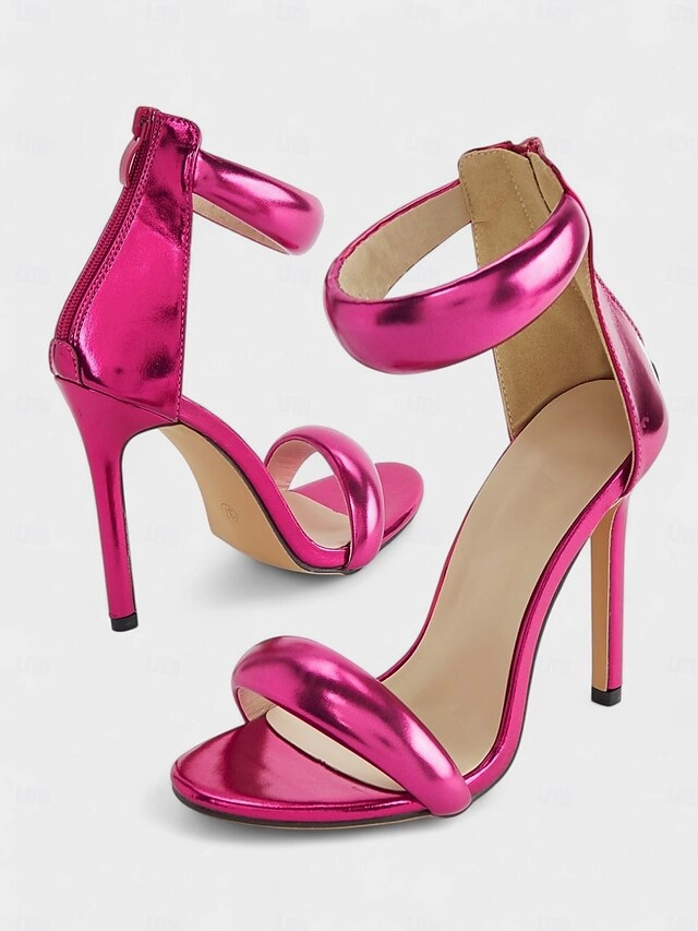 Harper Ankle Boots - Metallic Heels for Stiletto Fuchsia Ankle Strap Women