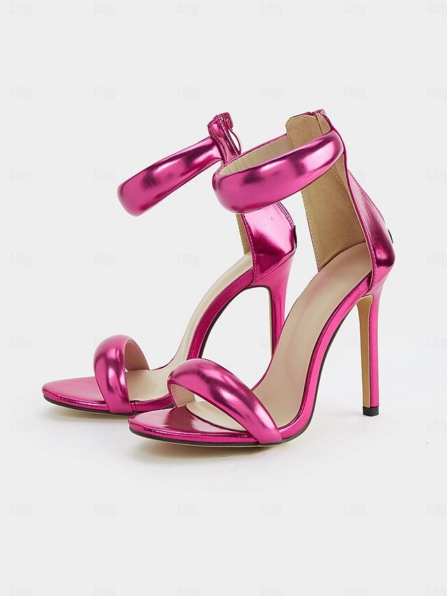 Ankle Boots With Toe Cap - Metallic Heels for Stiletto Fuchsia Ankle Strap Women