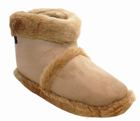 AD3429 Mens Fur Ankle Boot Slippers in Beige Pom Pom Slippers
