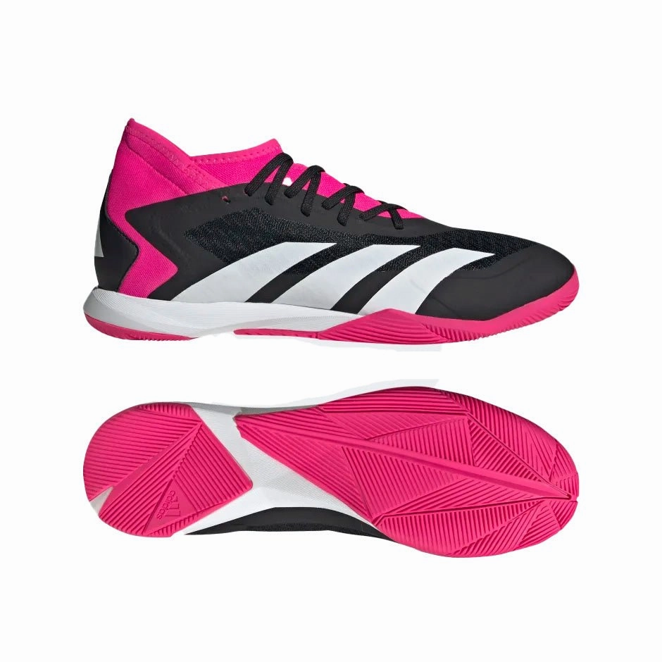 adidas Predator Accuracy.3 IN Indoor Soccer Shoes- Black/White/Shock Pink Best Wide Cleats For Soccer