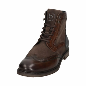 Bugatti Marcello Eco 315-9573G-1014-6111 Mens Dark Brown / Dark Grey Leather Zip & Lace Ankle Boots Rack For Shoes And Boots