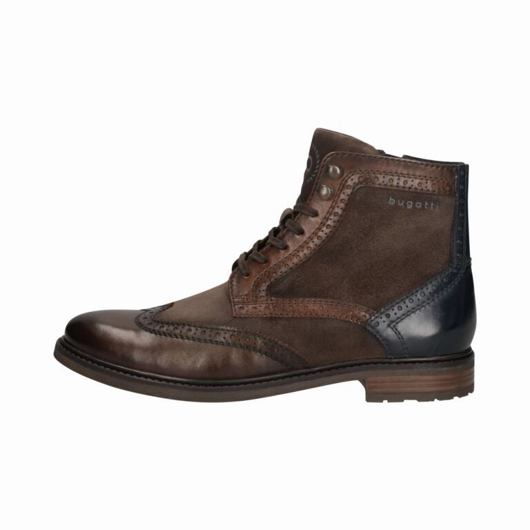 Dr Martens Chukka Boots Bugatti Marcello Eco 315-9573G-1014-6111 Mens Dark Brown / Dark Grey Leather Zip & Lace Ankle Boots