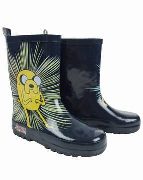 Leather Combat Boots Adventure Time Boys Blue Wellington Boots without Handles