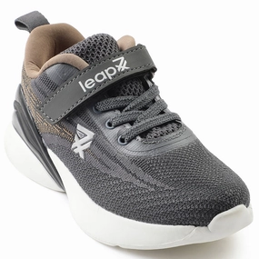 Leap7x Dark Grey Sports Lacing Running Shoes For Kids COVER-02 By Liberty High Drop Running Shoes