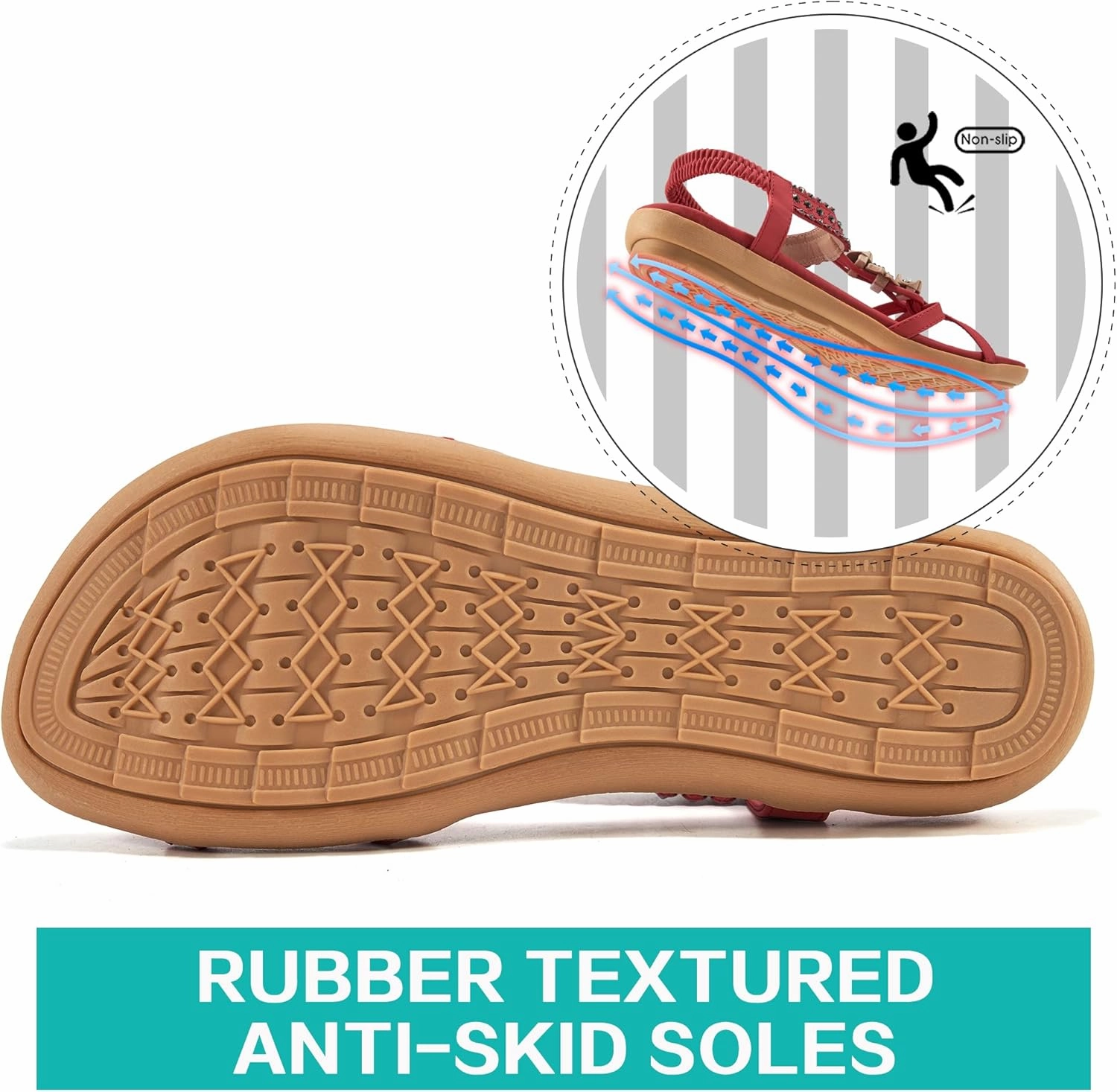 Sale Asics Running Shoes Uk Alicegana Womens Sandals Shoes Comfort Walking with Non Slip on Casual Summer Beach Shoes Dress Ankle Elastic Jeweled Bohemian Flats