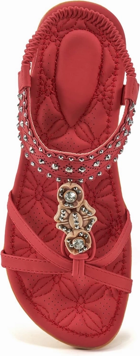 Alicegana Womens Sandals Shoes Comfort Walking with Non Slip on Casual Summer Beach Shoes Dress Ankle Elastic Jeweled Bohemian Flats Asics Tiger Gel-mai Shoes