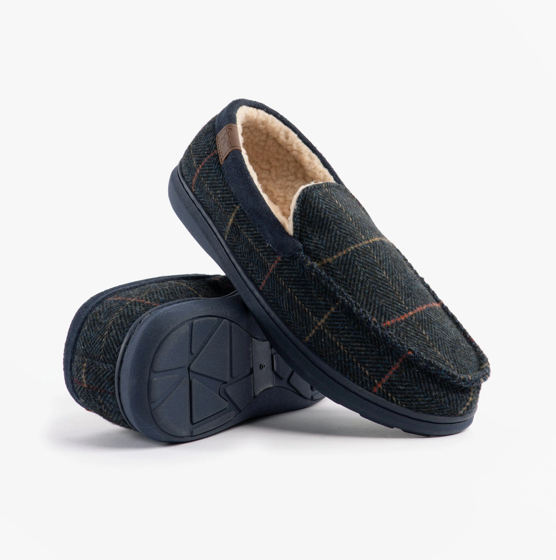 Slippers Foam Jo & Joe GLENCOE Mens Tartan Slippers Navy