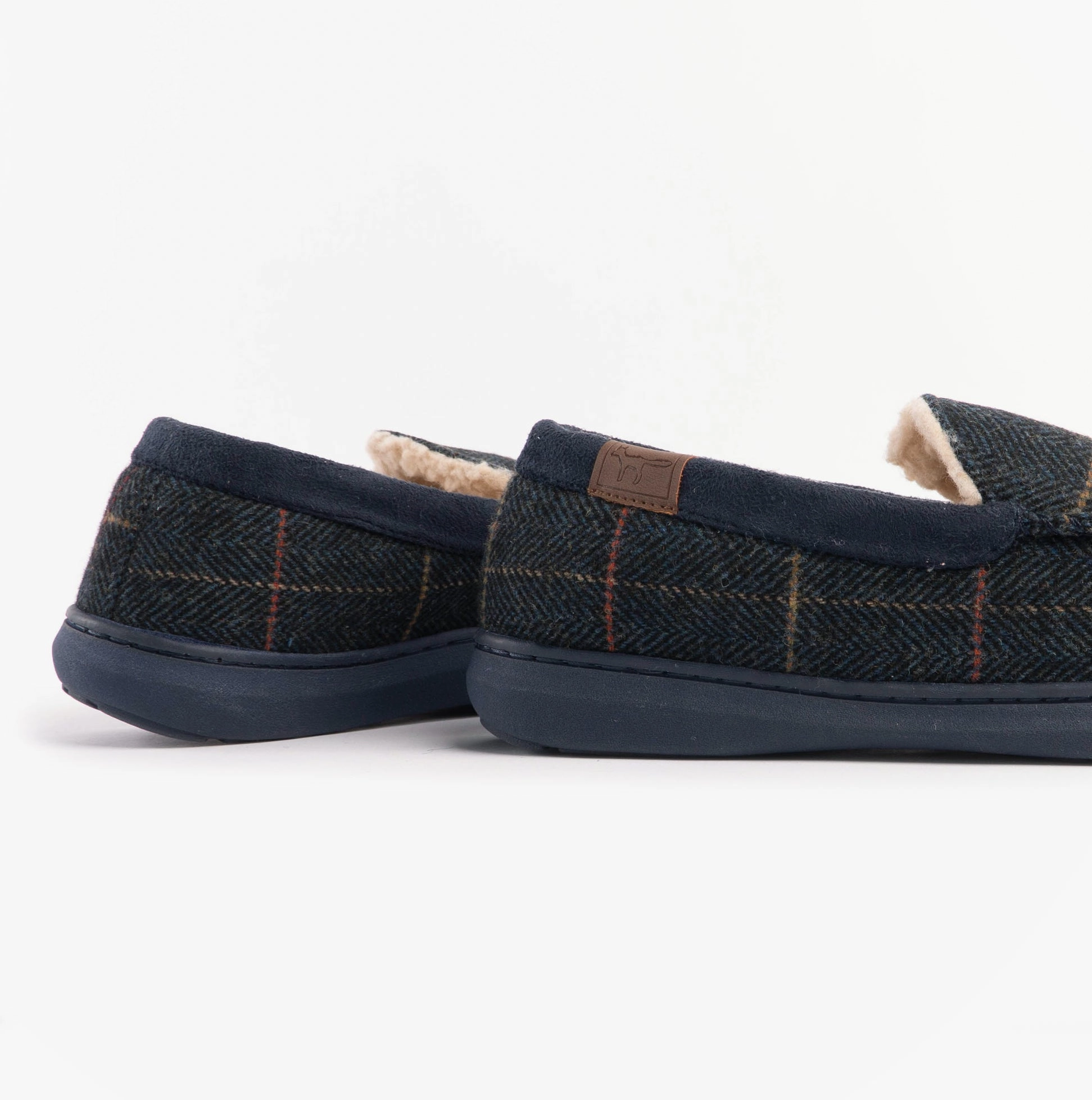 Jo & Joe GLENCOE Mens Tartan Slippers Navy Slide Retail
