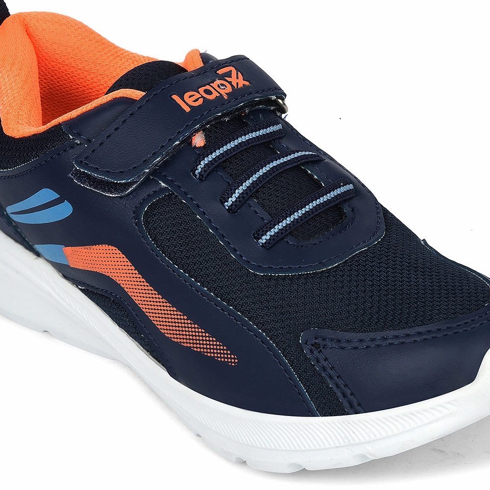Leap7x Navy Blue Sports Non Lacing Walking Shoes For Kids TRAVEL-2V By Liberty Best Treadmill Walking