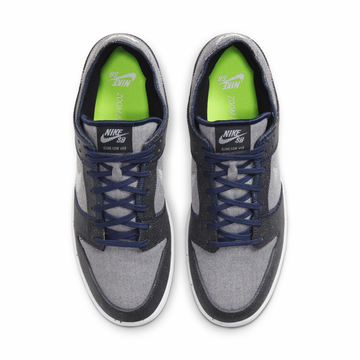 Nike SB - Dunk Low Eco Shoes - Dark Grey / White - Electric Green Nike Shoes Flat Bottom