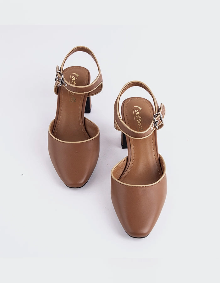 Deep V Cut Ankle Boots Gouda Tan Leather