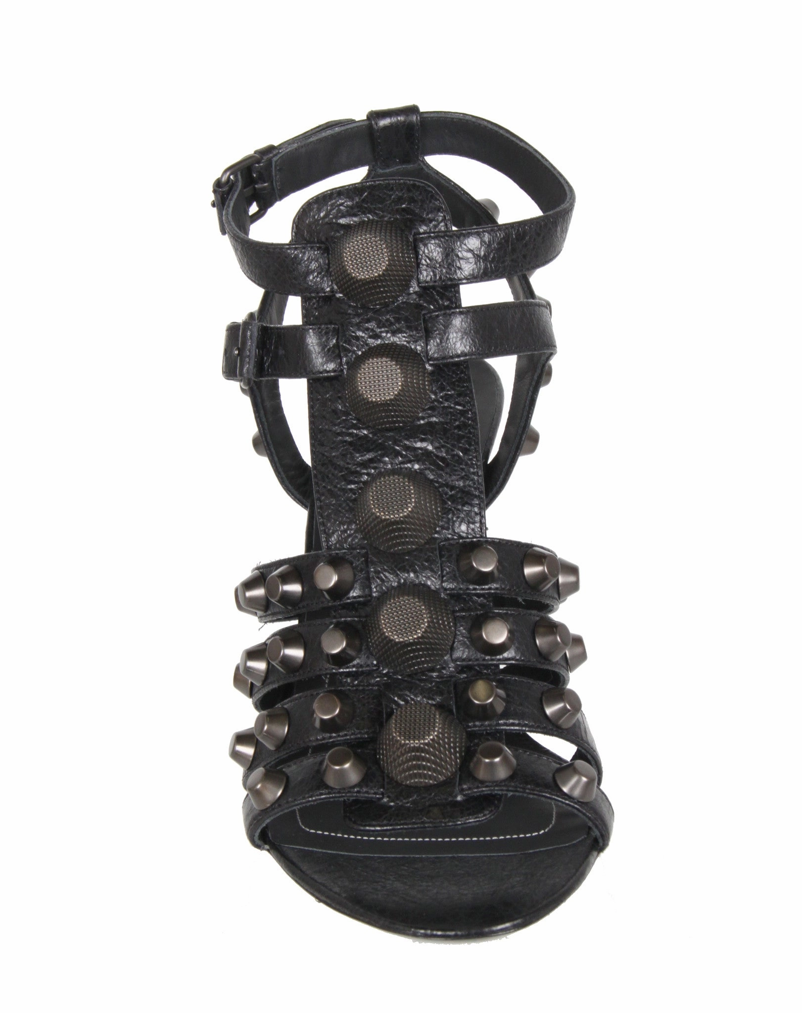 Studded Gladiator Wedge 80 G12, Black/Gunmetal Bucco Ankle Boots