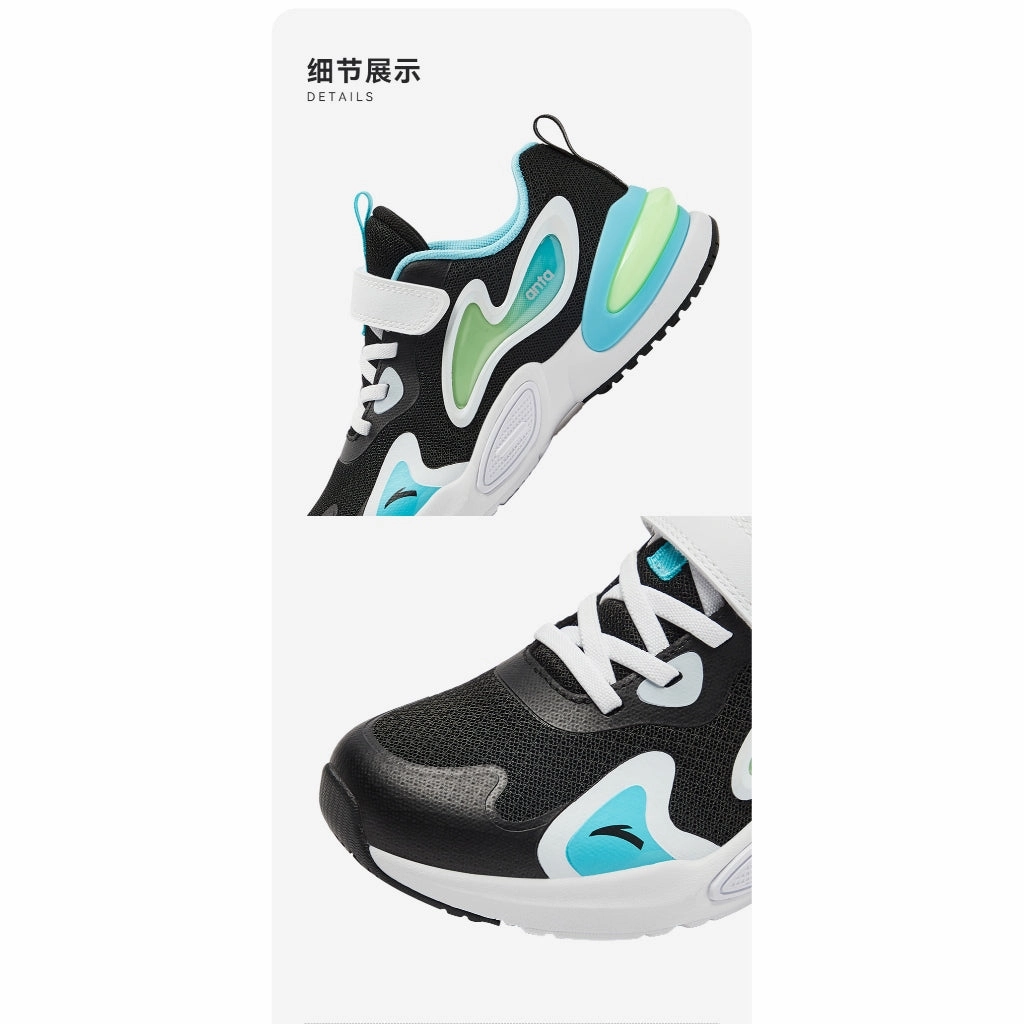 anta kids unisex superanta casual shoes 332529904U-1 -black/white/blue Best Supportive Skate