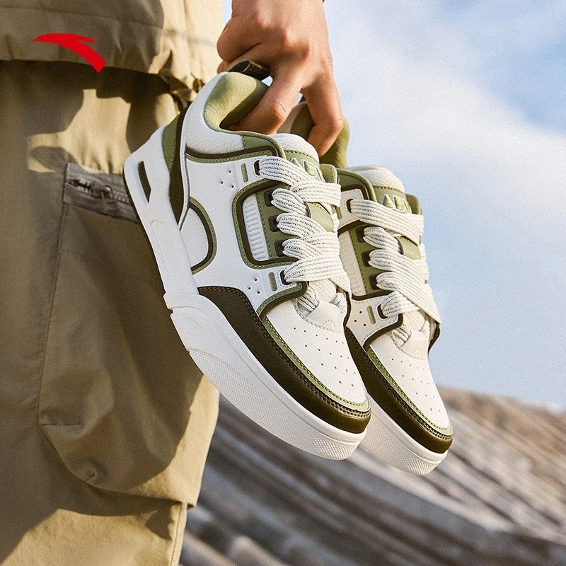 ANTA Men AOJIE Skate Shoes 1125A8040-2 -Ivory White/Green/Green (Kasut Lelaki Kasual) American Eagle Skate Shoes