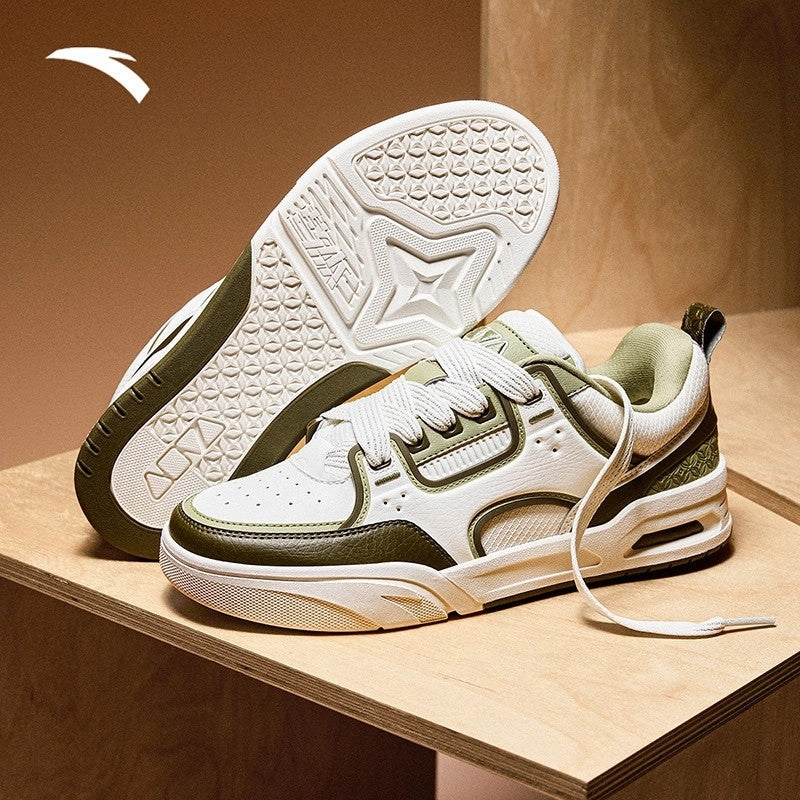 ANTA Men AOJIE Skate Shoes 1125A8040-2 -Ivory White/Green/Green (Kasut Lelaki Kasual) Skate High Tops