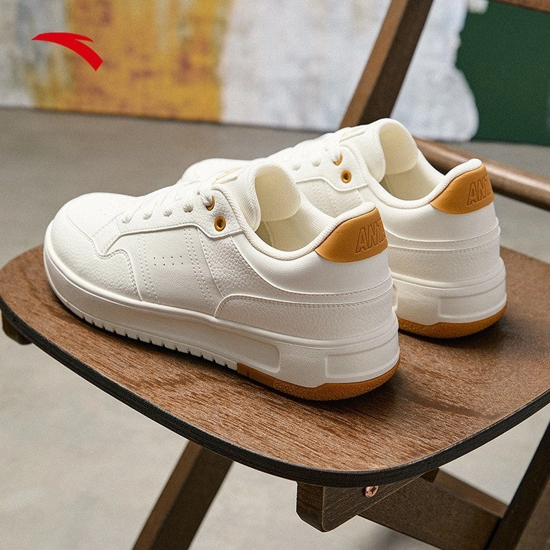 Skink Skate Shoes ANTA Men Bamboo-Breaker Skate Shoes Casual Shoes/Sneakers 1125A8012-1 -Ivory White/Cocoa Brown (Kasut Lelaki Kasual)