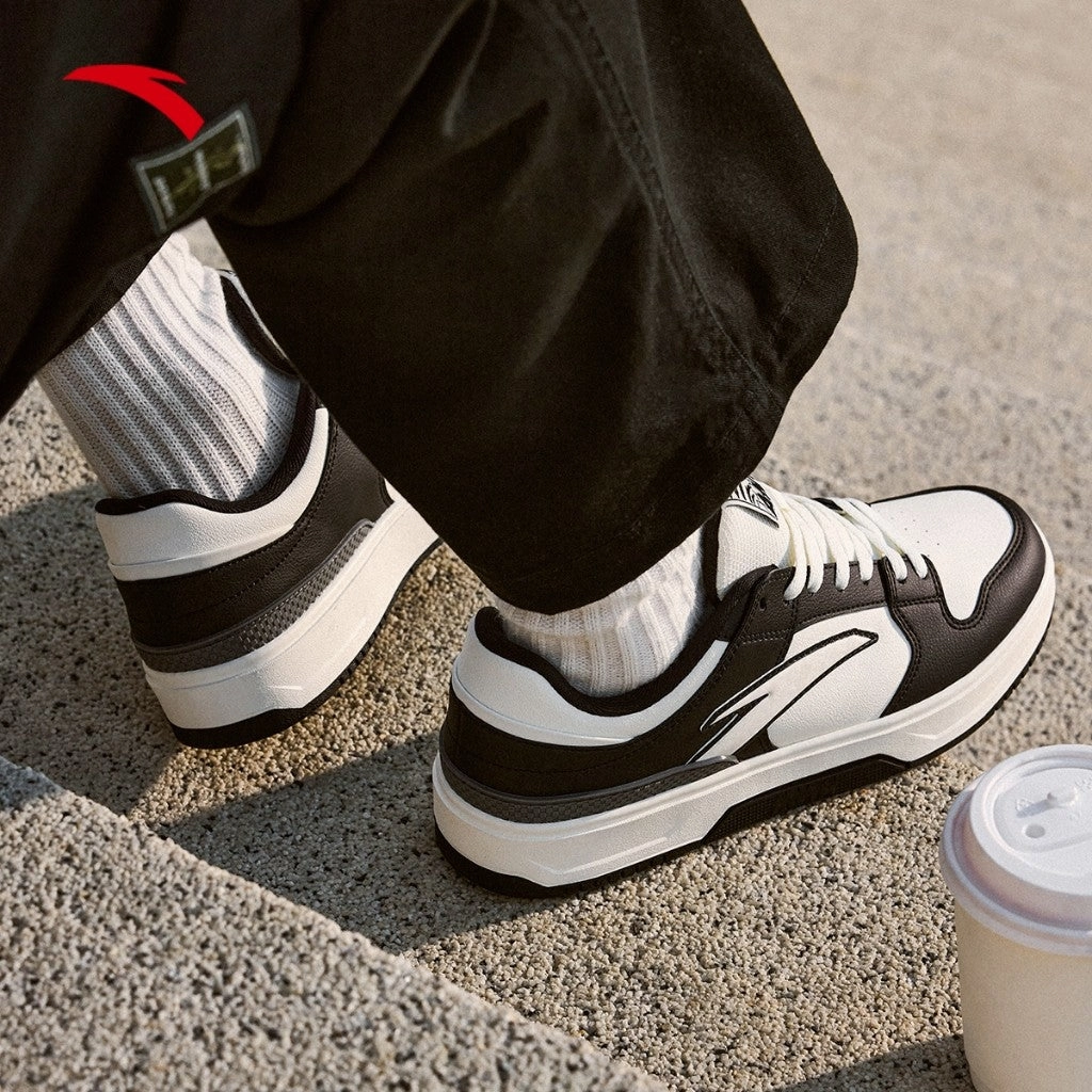 ANTA Men BASIC Skate Shoes 1125A8010-1 -Ivory White/Black (Kasut Lelaki Kasual) Skate Shoes With Wide Toe Box