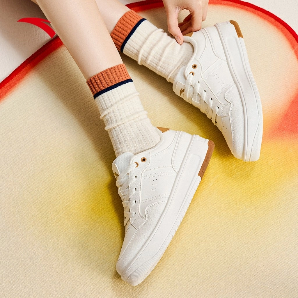 Size 10.5 Skate ANTA Women Bamboo-Breaker Skate Shoes 1225A8012-1 -Ivory White (Kasut Kasual Perempuan)
