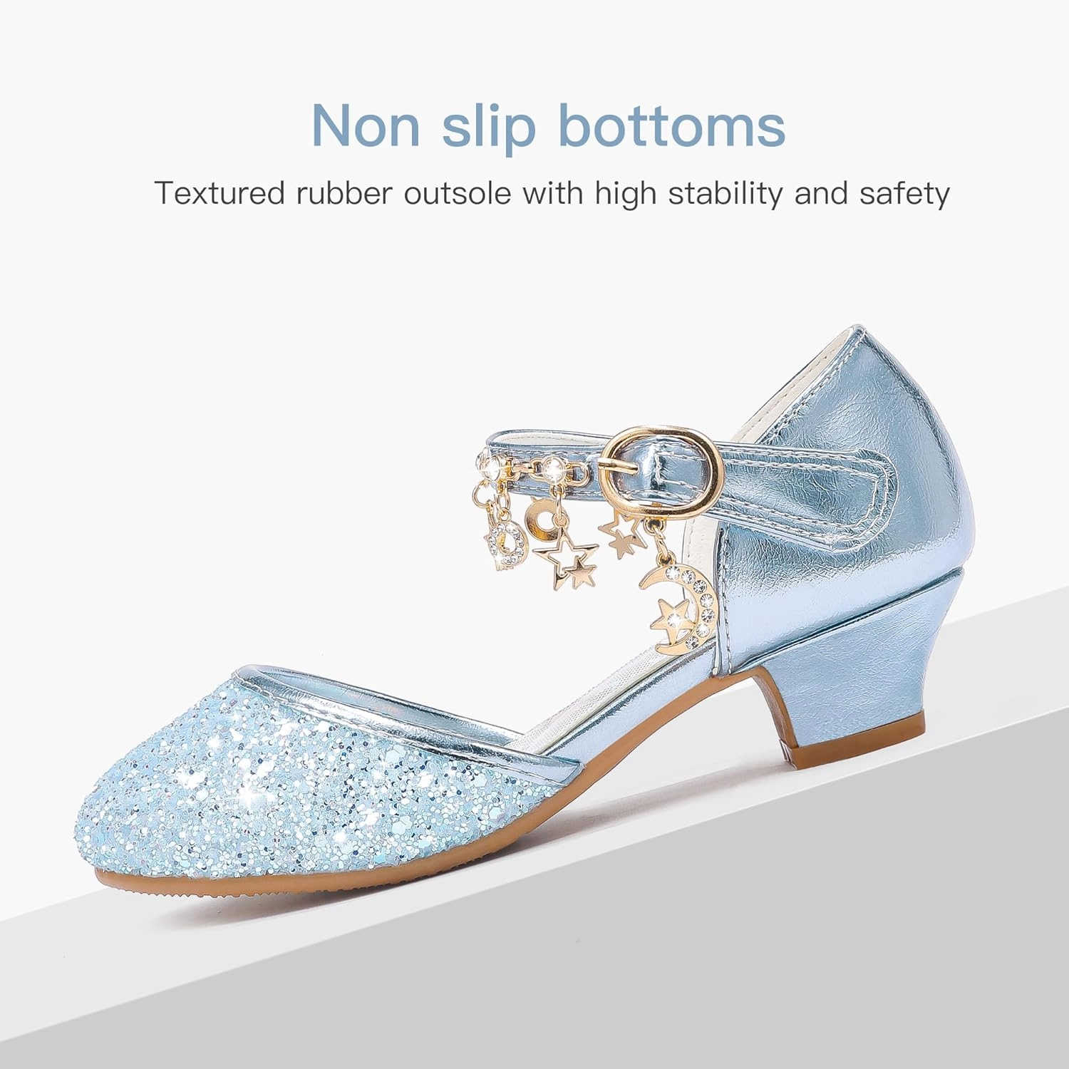 Furdeour Girls Dress Shoes Princess Crystal High Heels Closed Toe Party Wedding Flower Girls Shoes Toddler Little Big Kid Old Asic Wrestling Shoes