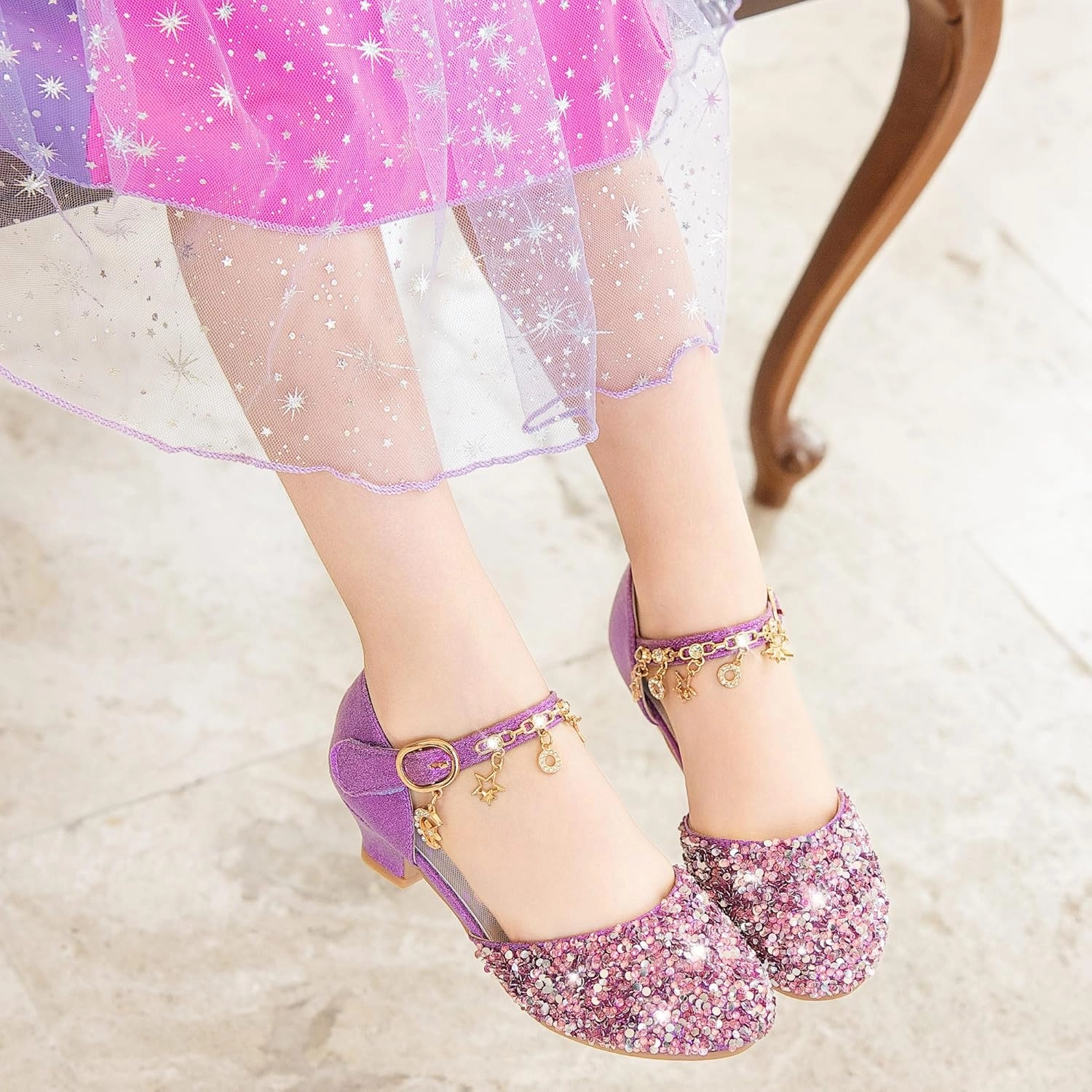 Furdeour Girls Dress Shoes Princess Crystal High Heels Closed Toe Party Wedding Flower Girls Shoes Toddler Little Big Kid Asics Duomax Shoes Price