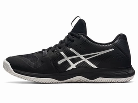 Asics Men's Gel-Tactic Volleyball shoe - black/pure silver CLOSEOUT - NO RETURNS Asics Shoes Quantum 180