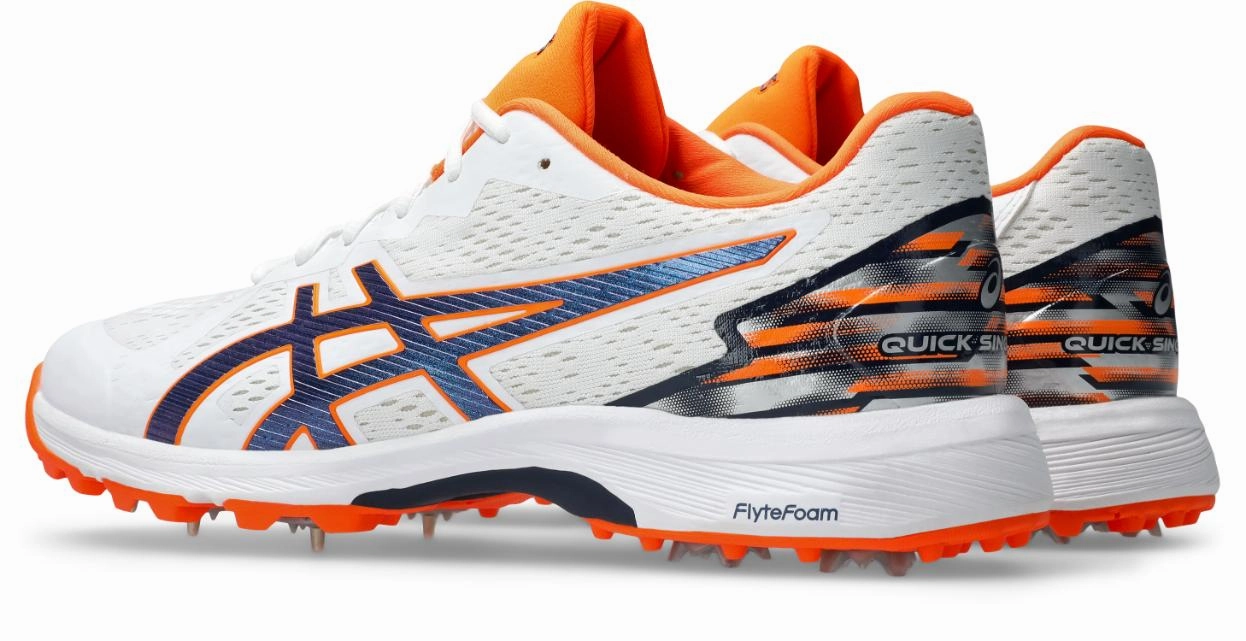 Asics Mens Quick Single Cricket Shoe - White/Midnight Asic Twr900 Wrestling Shoes