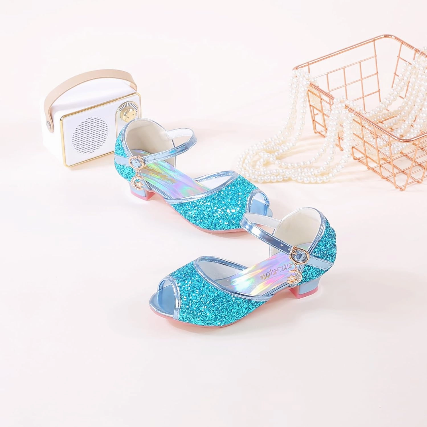 Asics High Top Shoes Girls Mary Jane Glitter Wedding Party Dress Shoes Princess Flower Strap Shoes