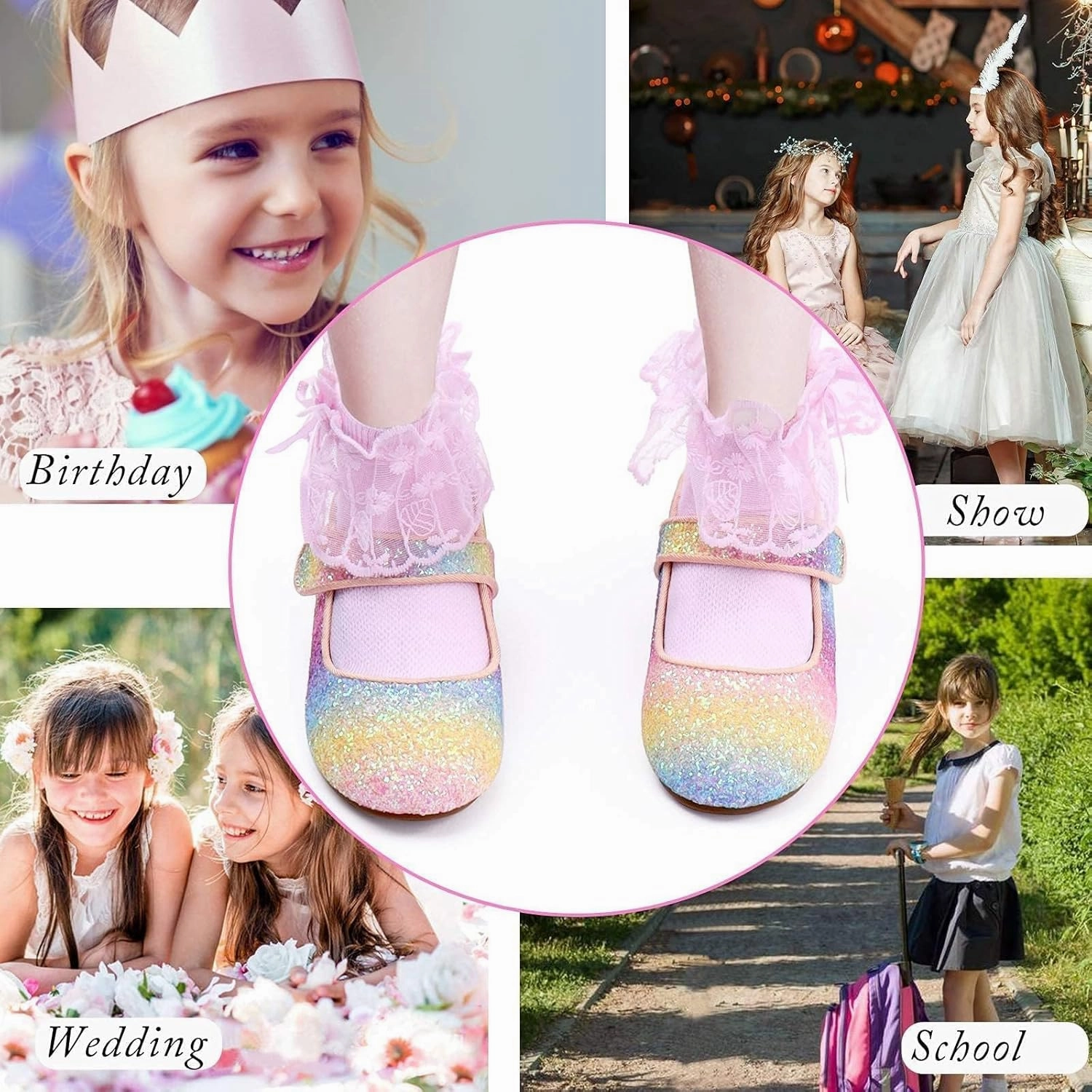 Asics High Arch Support Shoes ADAMUMU Girls Dress Up Shoes Sparkly Shoes for Girls Princess Mary Jane School Uniform Dress Shoes in Performance, Prom and Graduation for Toddler/Little/Big Kids