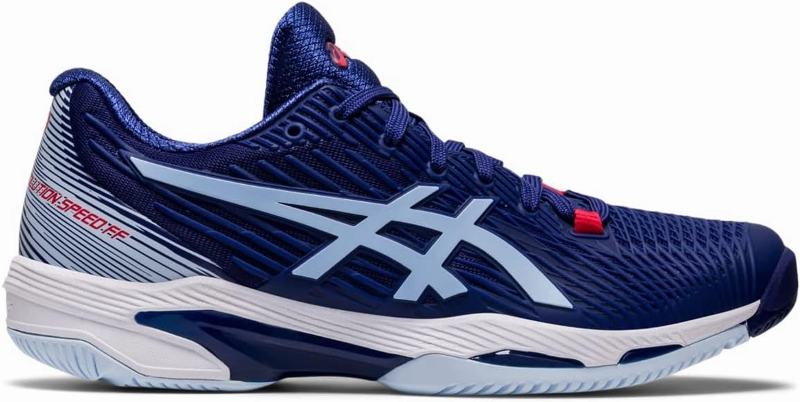 Asics Gel Frequency 3 Walking Shoe ASICS Solution Speed FF 2 Tennis Shoes for Women - Traditional Lace-up Closure - PU Upper Dive Blue/Soft Sky 7 B - Medium