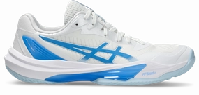 Asics Womens Sky Elite FF Lo 3 Indoor Court Shoes - White/Blue Coast Sky Elite Ff Volleyball Shoes