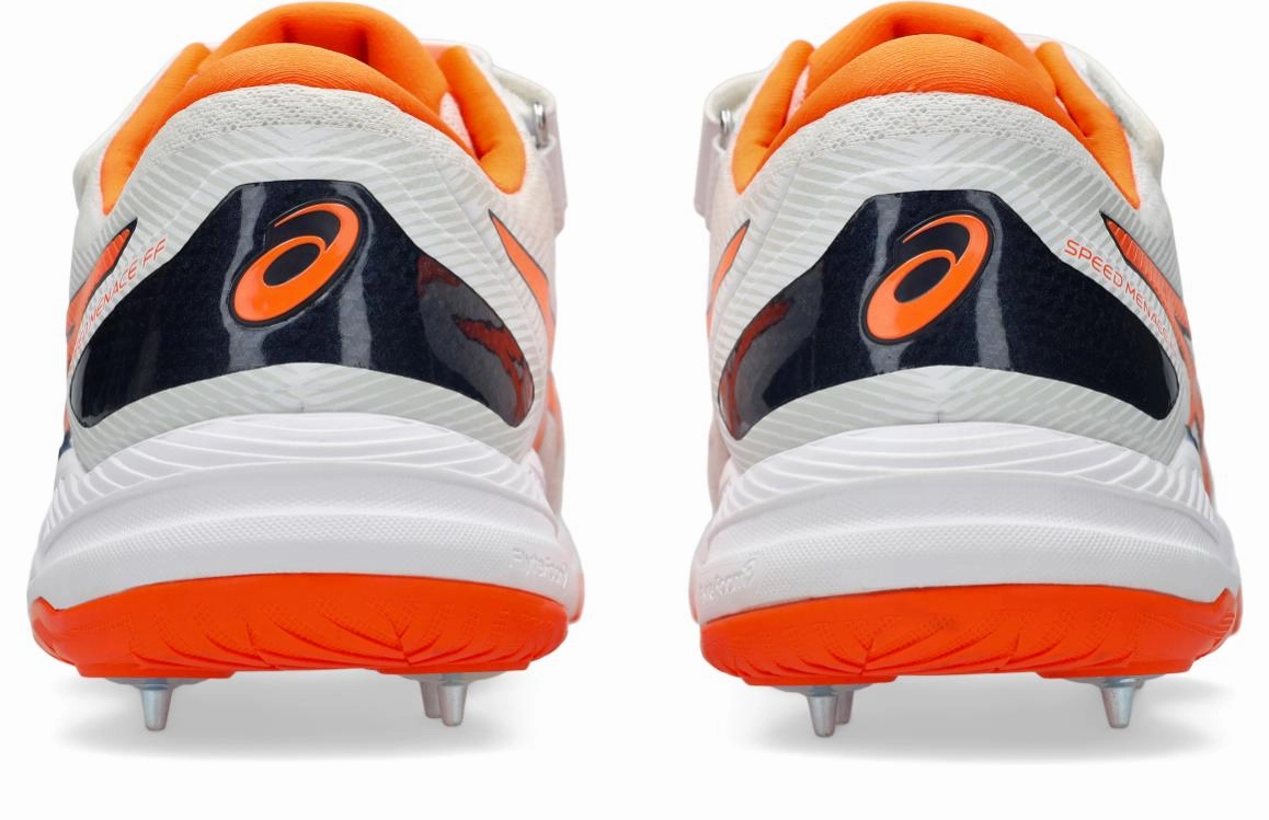 Best Asics Pronation Shoes Asis Mens Speed Menace FF Cricket Shoe - White/Shocking Orange