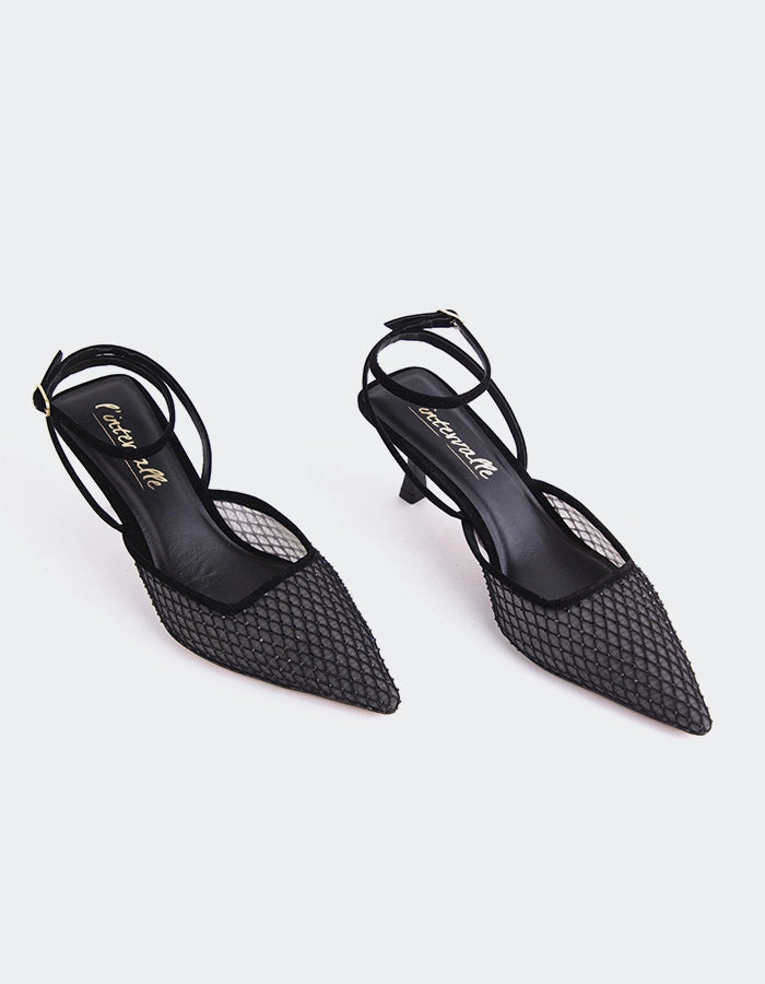 Jeweled Ankle Boots Aster Black Mesh