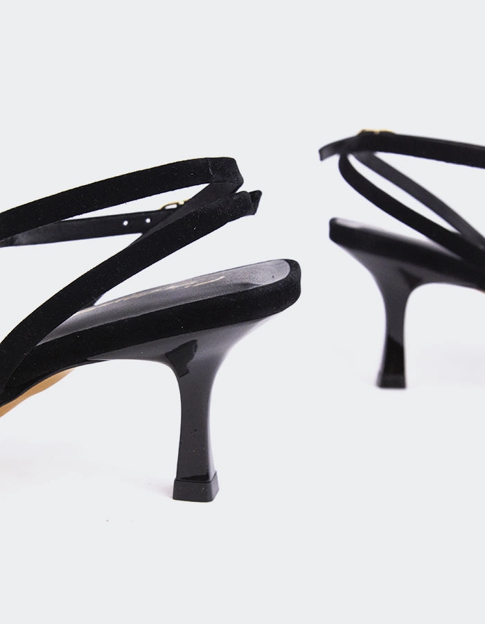 Aster Black Mesh Grey Low Heel Ankle Boots