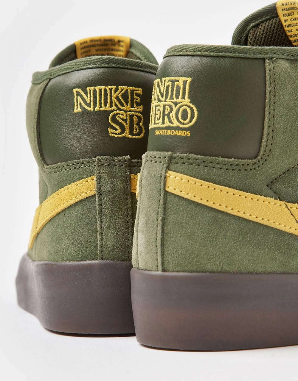 A'ja Wilson Nike Shoes Nike SB 'Anti Hero' Zoom Blazer Mid QS Skate Shoes - Rough Green/Amarillo-Rough Green