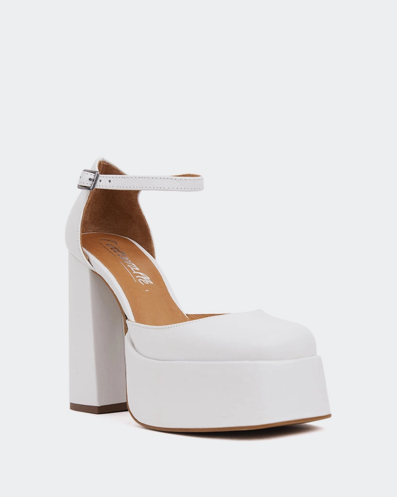 Ankle Boots Rubber Heel Azucar White Leather