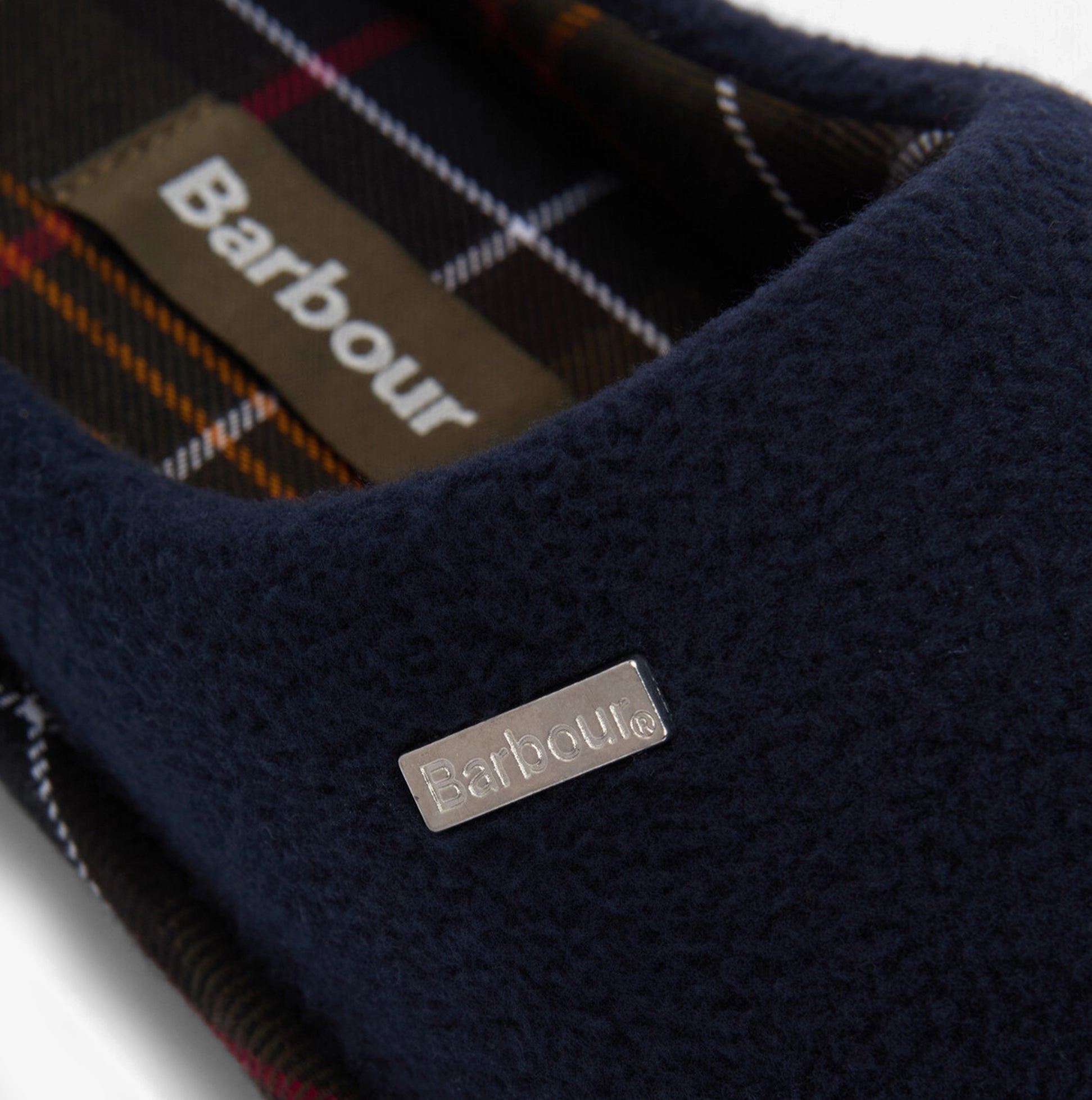 Barbour HEXHAM Mens Mule Slippers Navy Slippers With Rubber Sole