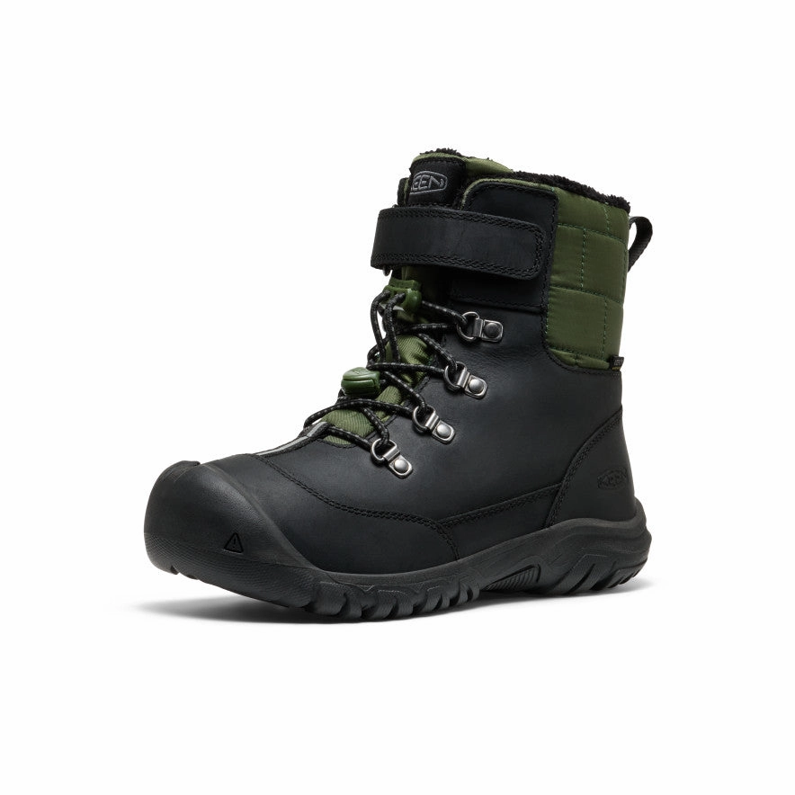 Big Kids' Kanibou Waterproof Winter Boot  |  Black/Bronze Green Tactical Snow Boots