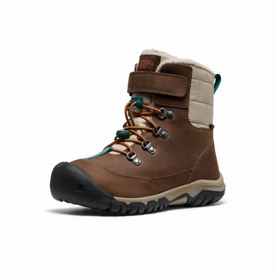 Skechers Snow Boots Big Kids' Kanibou Waterproof Winter Boot  |  Dark Earth/Roasted Pecan