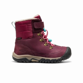 Sorel Snow Boots Caribou Big Kids' Kanibou Waterproof Winter Boot  |  Fig/Pink Lemonade