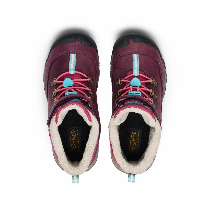 Pacific Mountain Wide Calf Snow Boot Big Kids' Kanibou Waterproof Winter Boot  |  Fig/Pink Lemonade