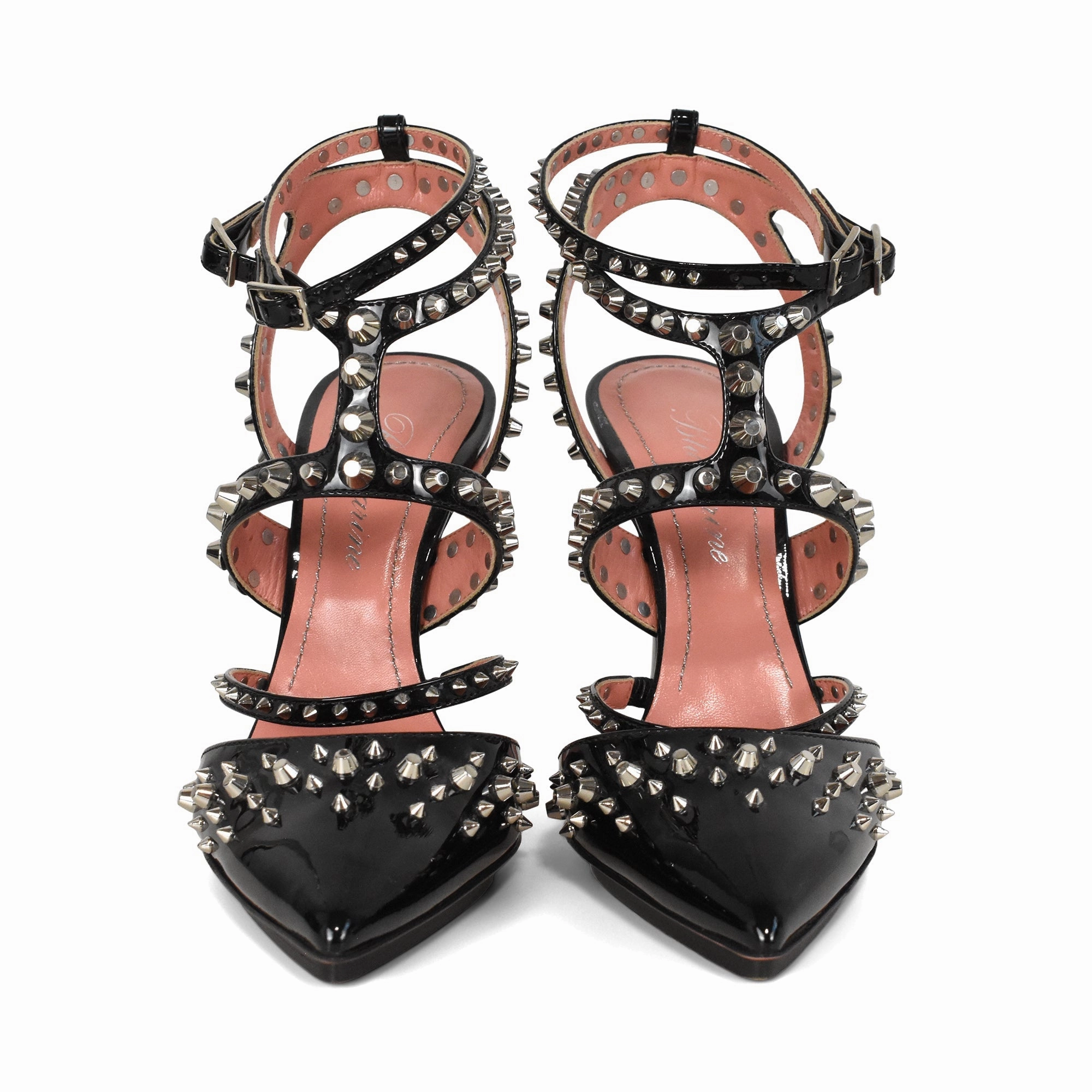 Lace Up Ankle Boots Leather Blumarine Studded Heels - Women's 37.5