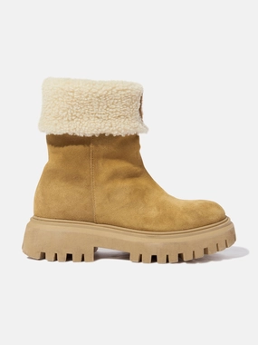 Moncler Enfant Kids Petit Aurea Mid Ankle Boots in Beige White's Boots