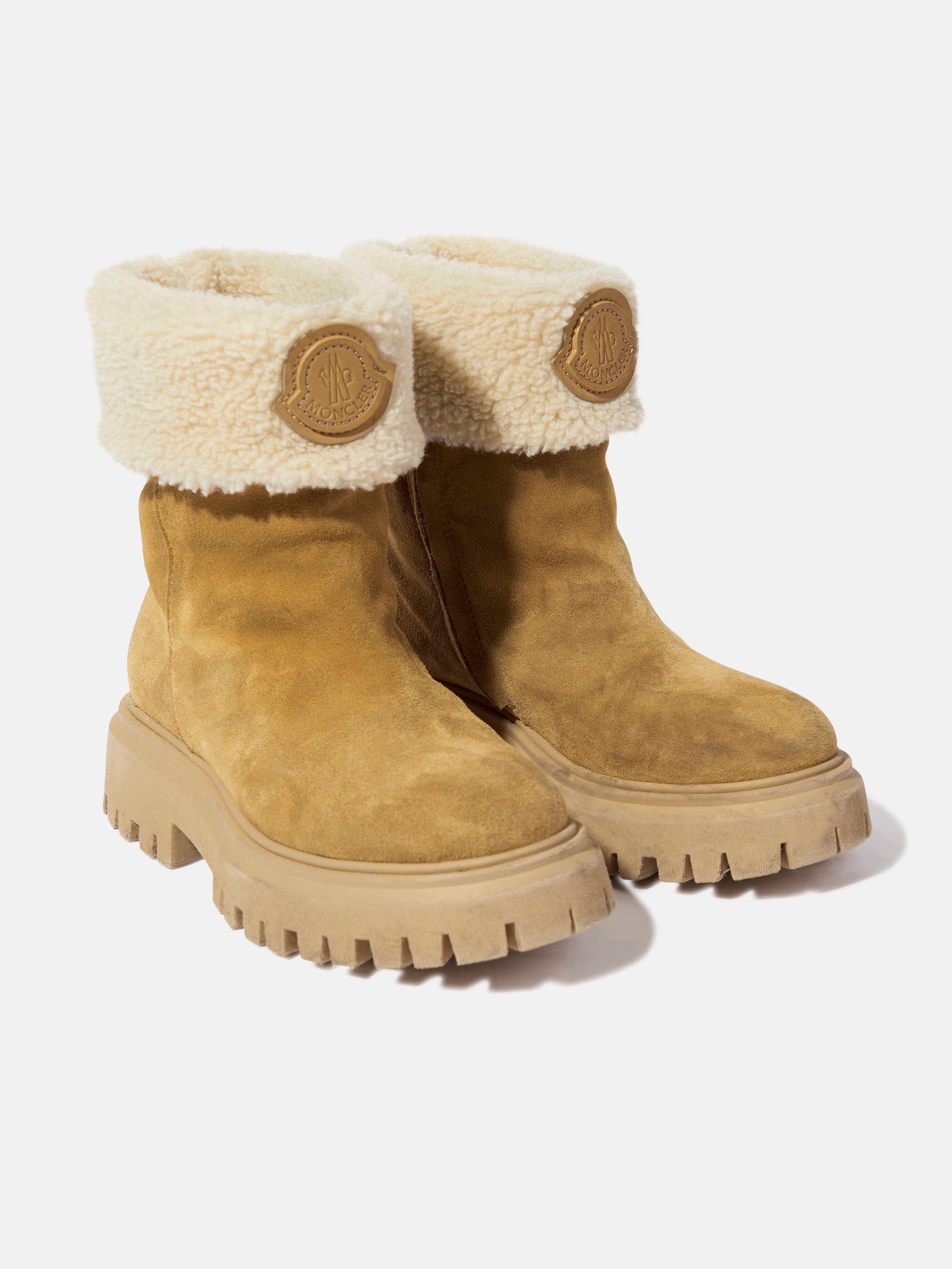 Moncler Enfant Kids Petit Aurea Mid Ankle Boots in Beige Dresses To Wear With Cowboy Boots